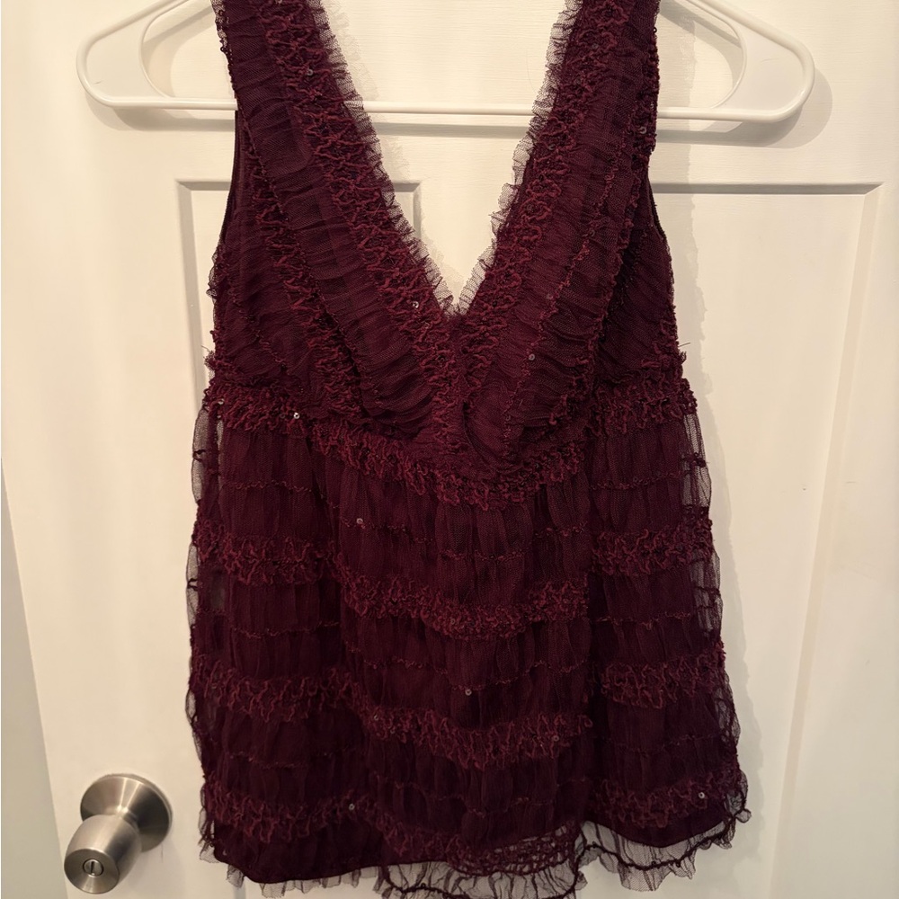Max Studio Deep Red Lace Camisole